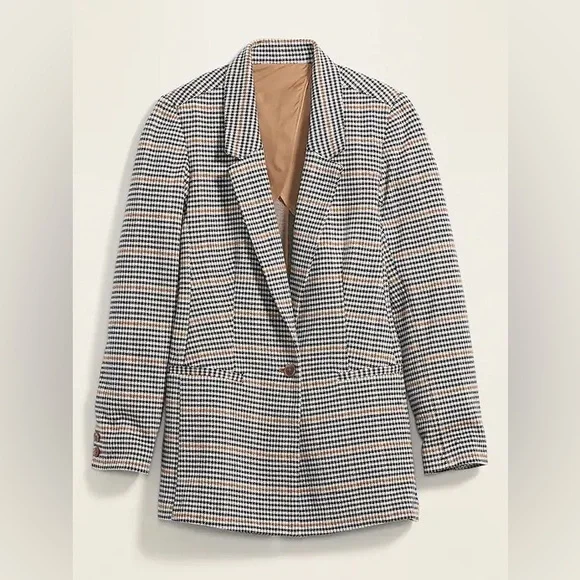 Old Navy Oversized Patterned Blazer Houndstooth Plaid Size XS Extra Small - Picture 2 of 9